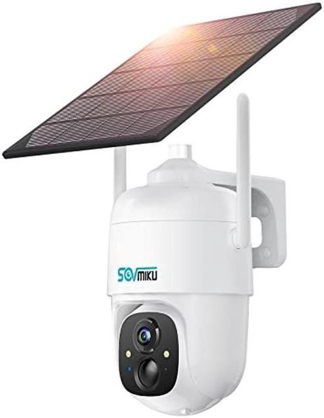 SOVMIKU [(2K, AI)] CQ1 Wireless Camera Outdoor, Solar WiFi Battery
