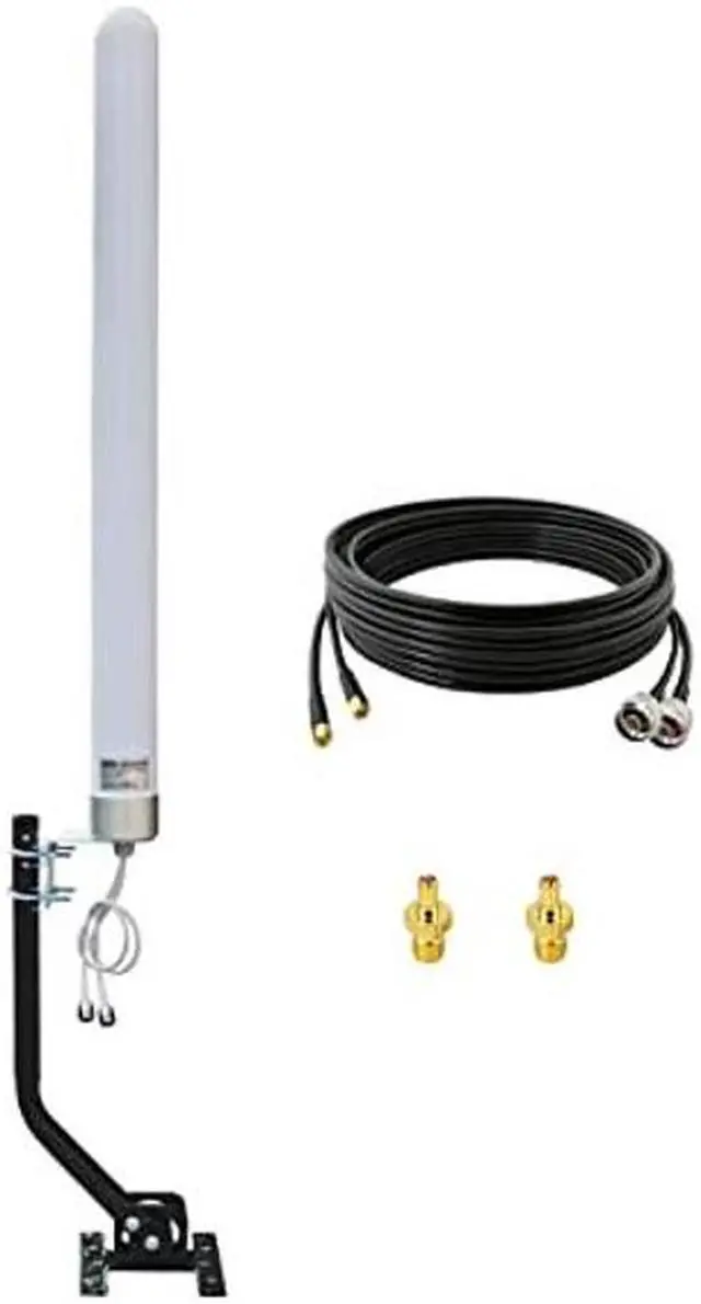 Main image of 2x2 MIMO Antennas 4G LTE Outdoor WiFi Long Range Omni-Directional External Antenna with 10Meter Cable SMA TS9 T-Mobile for 4G LTE WiFi Hotspot (Full Kit)