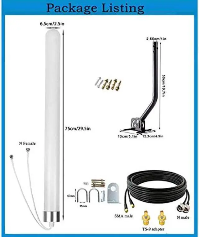 Alt view image 3 of 5 - 2x2 MIMO Antennas 4G LTE Outdoor WiFi Long Range Omni-Directional External Antenna with 10Meter Cable SMA TS9 T-Mobile for 4G LTE WiFi Hotspot (Full Kit)
