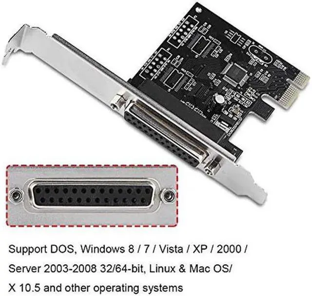 Alt view image 3 of 5 - PCIE to Parallel Port Card, Print Port LPT PCI-E LPT Printer Card Adapter DB25, for Windows, MAC and Linux. Suitable for Printers, Programmers, Scanners, etc.