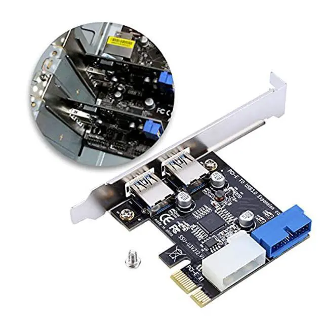 Alt view image 2 of 5 - 125 PCI-E to USB3.0 Expansion Card, 4 Ports USB 3.0 PCIe Adapter Card with 2 External & 2 Internal USB 3.0 (20-pin Connector) Ports, Low Profile Bracket