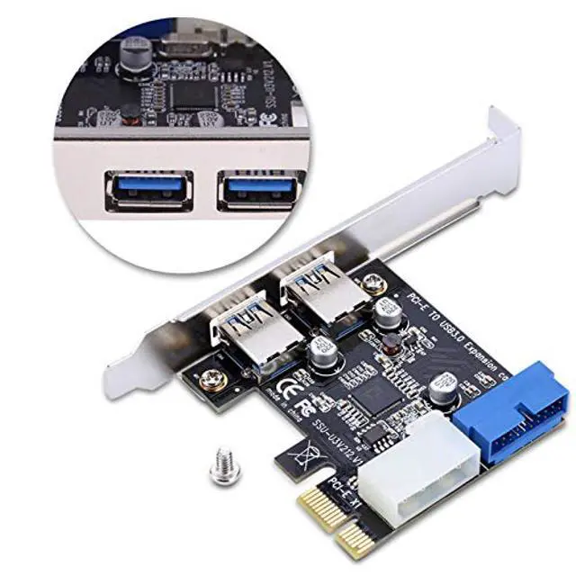 Alt view image 3 of 5 - 125 PCI-E to USB3.0 Expansion Card, 4 Ports USB 3.0 PCIe Adapter Card with 2 External & 2 Internal USB 3.0 (20-pin Connector) Ports, Low Profile Bracket