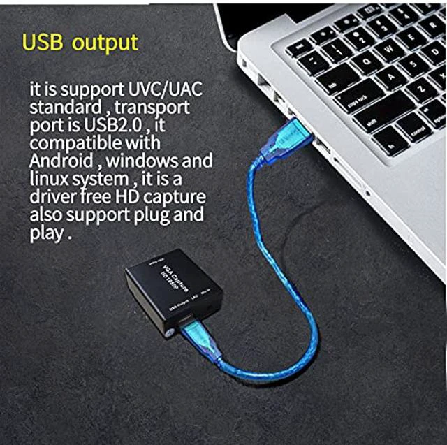 Alt view image 4 of 5 - Video Coverter VGA Capture Card,VGA to USB2.0 Converter,Audio and Video Capture Device,Plug-and-Play,USB Drive-Free HD 1080P Video Capture Tool for Windows,Linux and Android