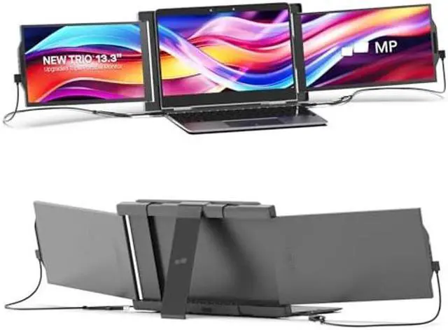 Main image of New Mobile Pixels Trio Portable Monitor, 13.3" Triple Monitor for 13''-14.5'' Laptops (Built-in Kickstand), USB A/Type-C FHD IPS Laptop Screen Monitor(Optional Magnets), Windows/Android/macOS/Switch