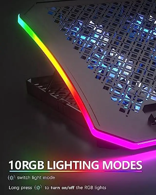 Alt view image 5 of 5 - KeiBn Upgraded Laptop Cooling Pad, Gaming Laptop Fan Cooling Pad with 9 Quiet Fans, RGB Laptop Cooler for 15.6-17.3 Inch, Cooling Pad for Laptop with 7 Height Stands, 2 USB Ports, Phone Stand-Blue