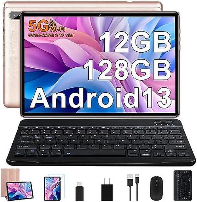 FACETEL Tablet Android 13 Octa-Core 2.0 GHz Tablets 2023 12GB RAM 128GB  ROM, 5G WiFi, 6000mAh, HD IPS, Bluetooth 5.0, 1280 * 800, Camera 5+8  MP