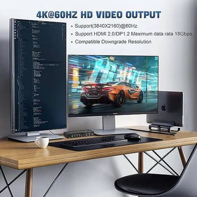 Alt view image 4 of 5 - Displayport+HDMI Dual Monitor KVM Switch for 4 PCs, 4K 60Hz KVM Switch 2 Monitors 4 Computers, with Audio Microphone Output and 3 USB 2.0 Ports, HDMI+DP Monitor Switch for 4 PCs 2 Monitors