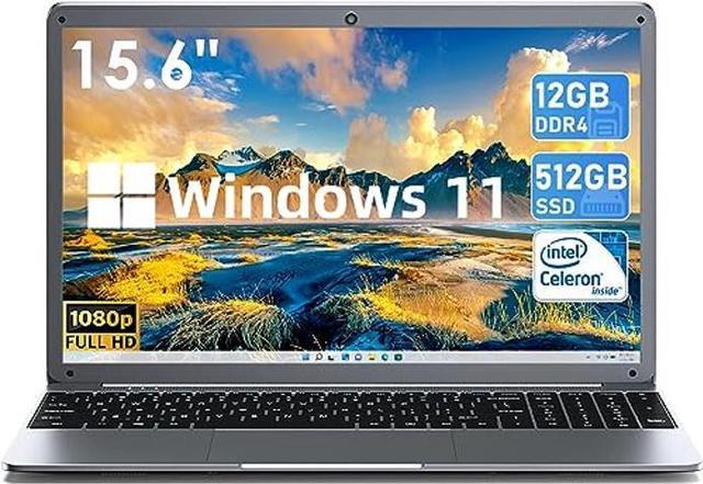 SGIN 15.6 Inch Laptop, 12GB DDR4 512GB SSDFHD, 1920x1080, with Intel  Celeron N5095 Processor(Up to 2.9GHz), Bluetooth 4.2, Webcam, WiFi, Long  Battery Life 