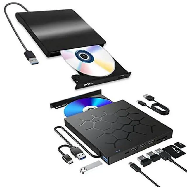Main image of External CD/DVD Drive for Laptop, USB 3.0 &7 IN 1 USB 3.0 Ultra-Slim Portable DVD Player, CD ROM Burner Writer External Disk Drive Optical Compatible with Laptop Desktop PC MacBook Windows Mac LinuxOX