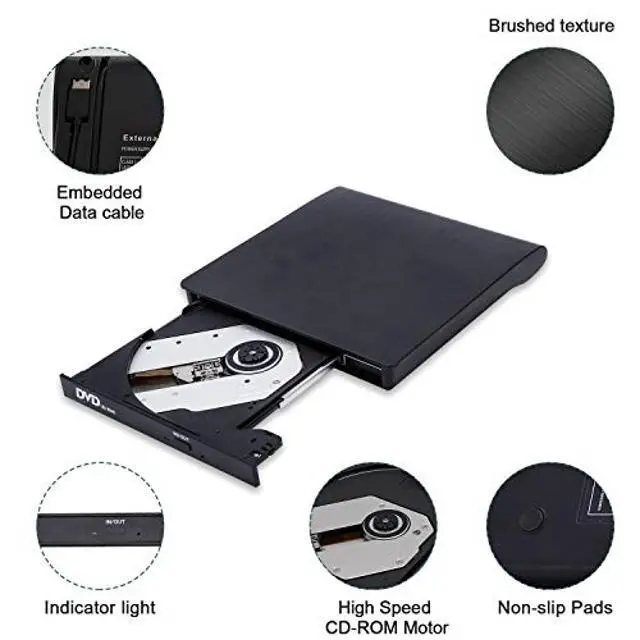 Alt view image 5 of 5 - External CD/DVD Drive for Laptop, USB 3.0 &7 IN 1 USB 3.0 Ultra-Slim Portable DVD Player, CD ROM Burner Writer External Disk Drive Optical Compatible with Laptop Desktop PC MacBook Windows Mac LinuxOX