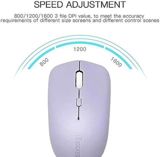 Alt view image 3 of 5 - RECCAZR Wireless Keyboard and Mouse Combo, Full-Sized Wireless Keyboard and Adjustable DPI Mouse, 2.4GHz USB Receiver, Wireless Keyboard and Mouse for PC, Windows, Desktop, Laptop (Purple)
