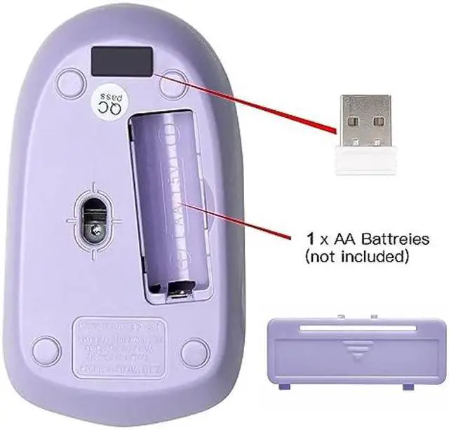 Alt view image 5 of 5 - RECCAZR Wireless Keyboard and Mouse Combo, Full-Sized Wireless Keyboard and Adjustable DPI Mouse, 2.4GHz USB Receiver, Wireless Keyboard and Mouse for PC, Windows, Desktop, Laptop (Purple)