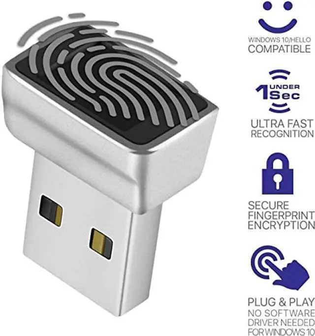 Alt view image 2 of 5 - TNP Nano USB Fingerprint Reader for Windows 10/11 Hello - Security Key Biometric Scanner Sensor Dongle Module for Instant Acess, Password-Free Login, Sign-in, Lock, Unlock PC & Laptops