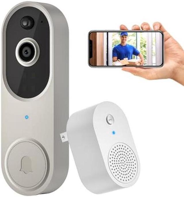 ALPHAPEACH 1080P Video Doorbell Camera Wireless for Home Security with Ring  Chime, 100% Non-Wired, Smart AI Human Detection, Two-Way Audio, Live View,  Night Vision, Indoor Outdoor Surveillance 