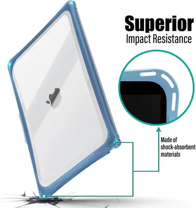 Alt view image 3 of 5 - IBENZER Heavy Duty Case for 2024 2023 2022 M2 M1 MacBook Pro 13 inch A2338 A2289 A2251 A2159 A1989 with Screen Film&Keyboard Cover, Hexpact Case for 2024-2016 Mac Pro 13, Serenity Blue, HPE-T13SRL+2