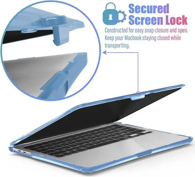 Alt view image 4 of 5 - IBENZER Heavy Duty Case for 2024 2023 2022 M2 M1 MacBook Pro 13 inch A2338 A2289 A2251 A2159 A1989 with Screen Film&Keyboard Cover, Hexpact Case for 2024-2016 Mac Pro 13, Serenity Blue, HPE-T13SRL+2