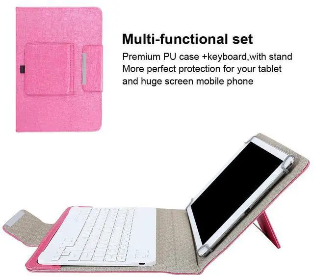 Alt view image 3 of 5 - Keyboard Bluetooth Portable 10 inch Keyboard+PU Leather Case W/Stand Bluetooth Tablet Huge Screen Mobile Phone Waterproof Keyboard(10 inch)
