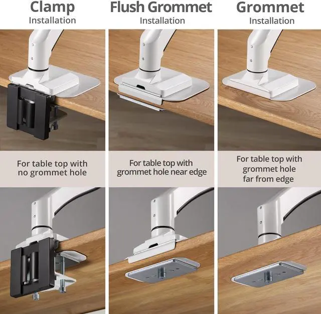 Alt view image 3 of 5 - AVLT Adjustable Reinforcement Plate Bracket Mount for Fragile Tabletop - Supports Monitor Stand with C Clamp Or Grommet Installation - White