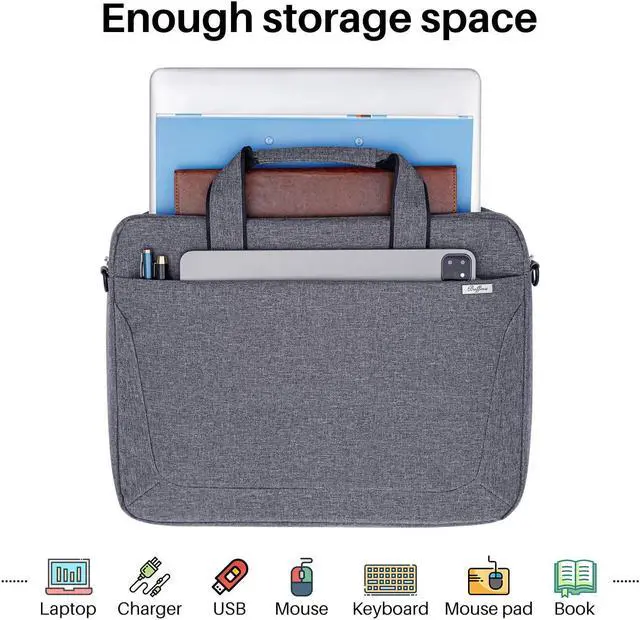 Alt view image 2 of 5 - BAFFINA 17 17.3 Inch Laptop Shoulder Bag for Men Women,Waterproof Computer Carrying Case Messenger Bag with Strap for 17"-18" HP Dell,Laptop Briefcase for Office business Travel College School,Grey