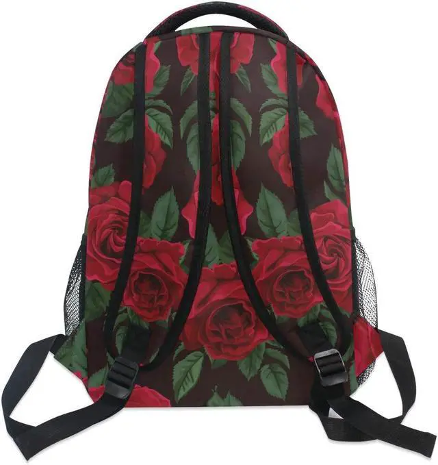 Alt view image 5 of 5 - ALAZA Red Rose Flower Floral Large Backpack for Women Girls kids School Personalized Laptop iPad Tablet Travel School Bag with Multiple Pockets