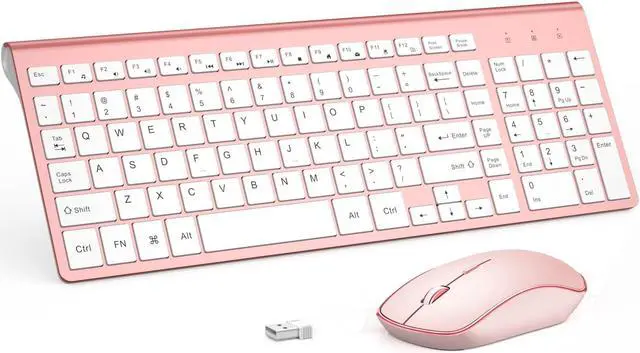 Main image of Wireless Keyboard and Mouse,2.4G Full Size and Portable Wireless Keyboard with Numeric Keyboard or Computer/Desktop/Laptop/Windows 10/8/7 -Pink