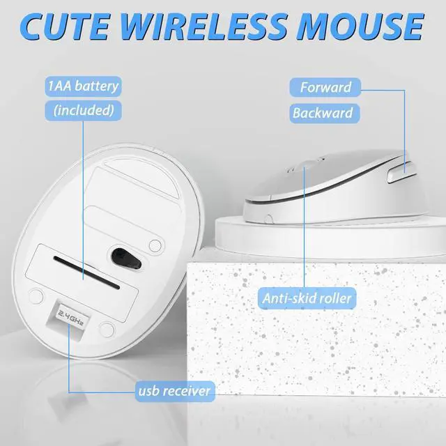 Alt view image 3 of 5 - Wireless Keyboard Mouse Combo, 104 Keys Cute White Keyboard with Number Pad & Mouse for Windows, Computer, PC, Notebook, Laptop (White)