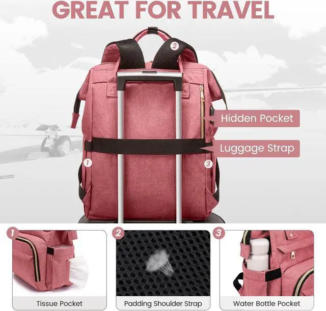 Alt view image 5 of 5 - LOVEVOOK Laptop Backpack for Women,17 Inch Professional Womens Travel Backpack Purse Computer Laptop Bag Nurse Teacher Backpack,Waterproof College Work Bag Carry on Back Pack with USB Port,Light-red