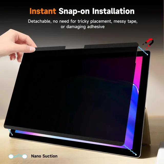 Alt view image 3 of 5 - Mamol Magnetic Privacy Screen for 12.4 inch Microsoft Surface Laptop Go 2/1 Removable Anti Spy Glare Blue Light Filter, Surface Laptop Privacy Screen Protector 12.4 in