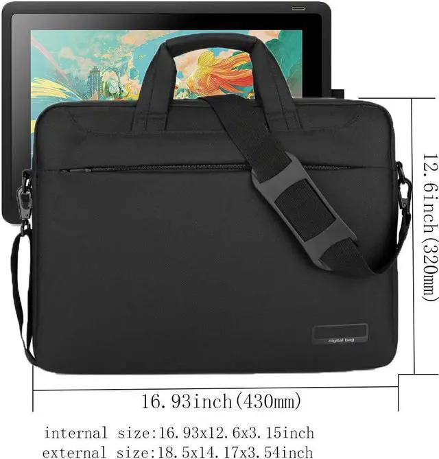 Alt view image 2 of 5 - Drawing Tablet Case Bag for Wacom Cintiq 16, Huion Kamvas Pro 16 and XP-Pen Artist15.6 Pro, Innovator 16 Waterproof Protective Graphics Tablet Shoulder Bag