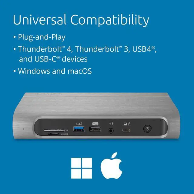 Alt view image 4 of 5 - Kensington SD5800T Thunderbolt 4 and USB4 Quad 4K Display Docking Station, 100W Charging, 2 x HDMI, 2 x DP, 2.5G Ethernet, Card Readers, for Windows/MacOS (K32856NA)