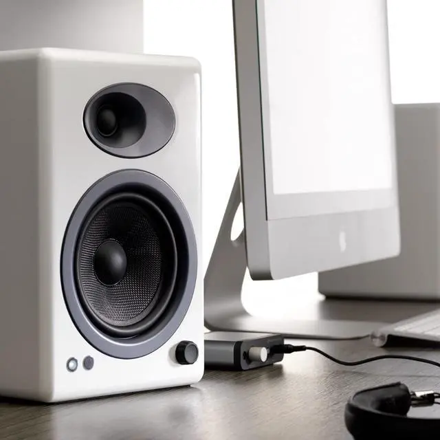 Alt view image 5 of 5 - Audioengine A5+ 150W Powered Home Music Speaker System for Studios, Home Theaters, Bookshelves, Gamers - for Music, Movies and Gaming (White, Pair)