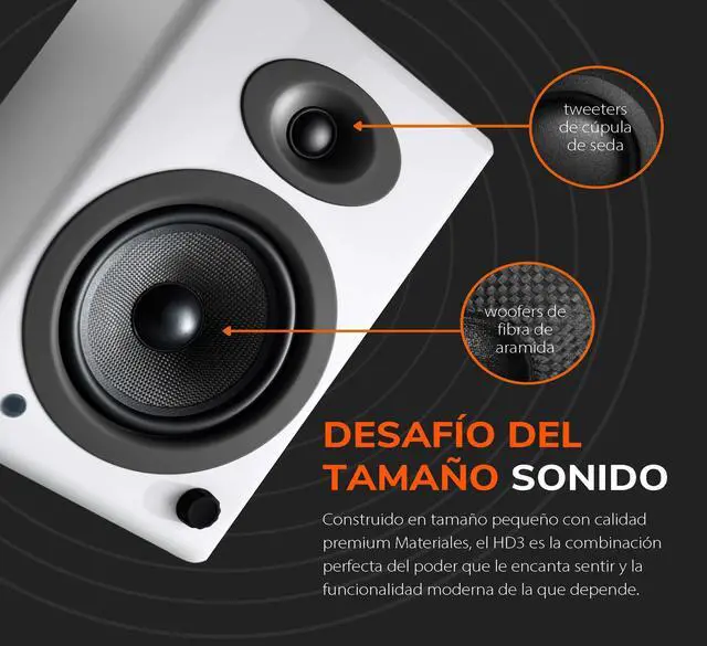 Alt view image 3 of 5 - Audioengine A5+ 150W Powered Home Music Speaker System for Studios, Home Theaters, Bookshelves, Gamers - for Music, Movies and Gaming (White, Pair)