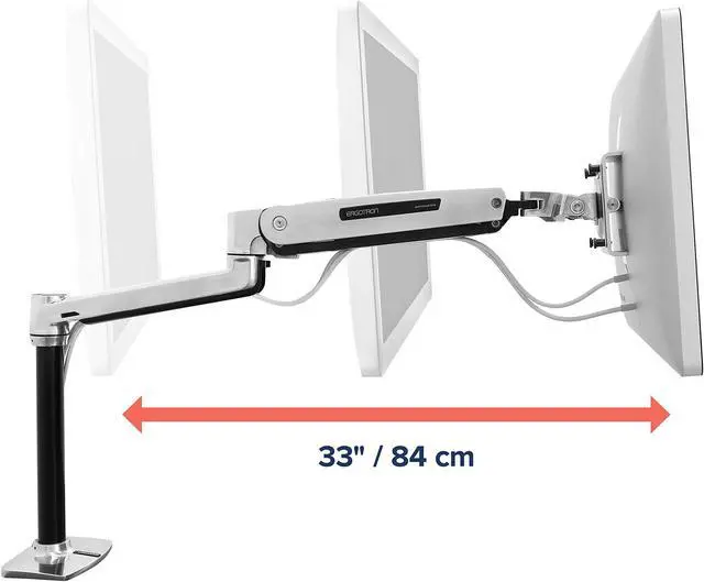 Alt view image 5 of 5 - Ergotron  LX HD Sit-Stand Single Monitor Arm, VESA Desk Mount  for Monitors Up to 49 Inches, 14 to 30 lbs  Polished Aluminum