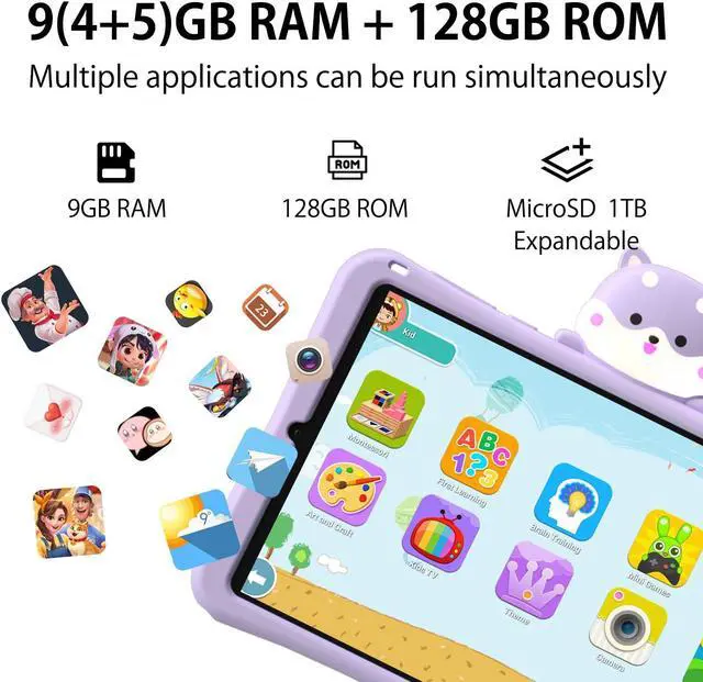 Alt view image 3 of 5 - DOOGEE 2024 Newest Android 13 Tablet with Octa-Core Processor, 8.4" Kids Tablet with 9GB RAM 128GB ROM, WiFi 6, BT5.0, 5060mAh,13MP Dual Camera, Purple
