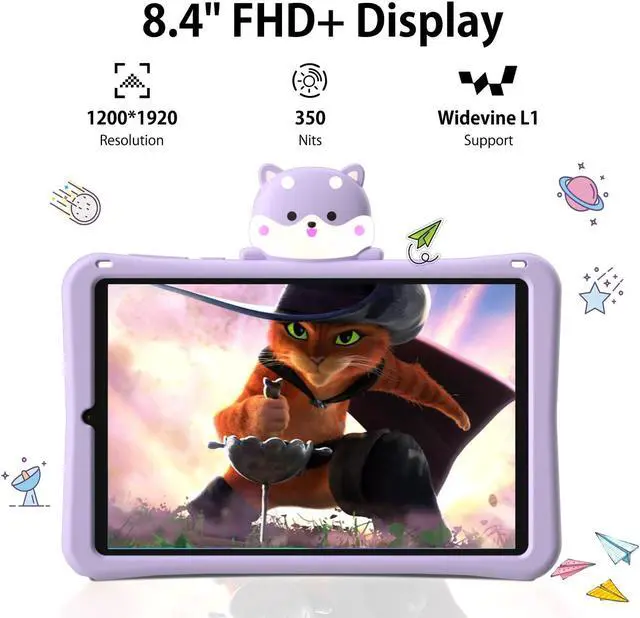 Alt view image 5 of 5 - DOOGEE 2024 Newest Android 13 Tablet with Octa-Core Processor, 8.4" Kids Tablet with 9GB RAM 128GB ROM, WiFi 6, BT5.0, 5060mAh,13MP Dual Camera, Purple