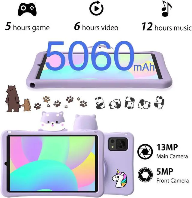 Alt view image 4 of 5 - DOOGEE 2024 Newest Android 13 Tablet with Octa-Core Processor, 8.4" Kids Tablet with 9GB RAM 128GB ROM, WiFi 6, BT5.0, 5060mAh,13MP Dual Camera, Purple