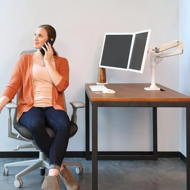 Alt view image 3 of 5 - Ergotron  LX Vertical Stacking Dual Monitor Arm, VESA Desk Mount  for 2 Monitors Up to 24 Inches, 7 to 20 lbs Each  White