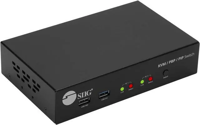 Main image of SIIG 2-Port 4K KVM Switch HDMI with Picture-by-Picture (PbP) Mouse Cursor Roaming and Picture-in-Picture (PiP) Image for 2 Computers, Support Windows and Linux, TAA Compliant (CE-KV0G11-S1)