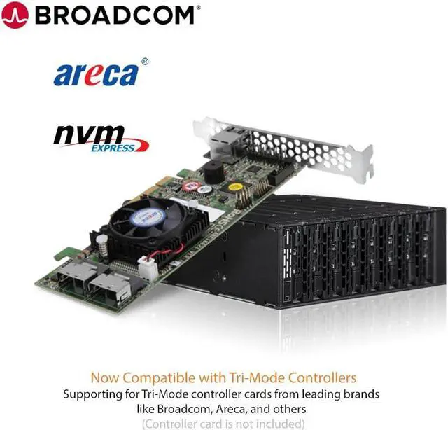 Alt view image 2 of 5 - ICY DOCK 8 Bay M.2 NVMe SSD PCIe 4.0 Mobile Rack Enclosure for External 5.25" Drive Bay (8 x OCuLink SFF-8612) | ToughArmor MB873MP-B V2