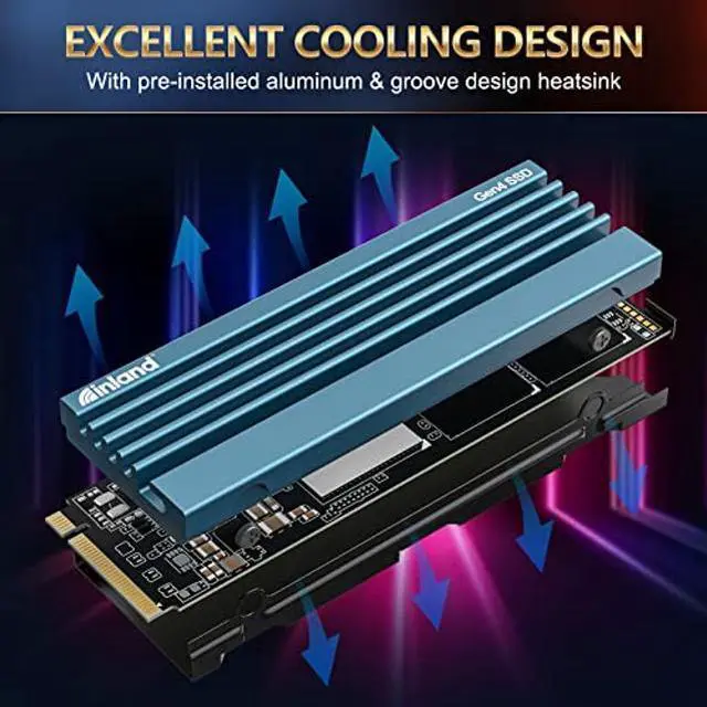 Alt view image 3 of 5 - INLAND 8TB Gaming Performance Plus NVMe Internal Gaming SSD Solid State Drive with Heatsink - Gen4 PCIe, M.2 2280, DRAM Cache, 176-Layer TLC 3D NAND Flash, Up to 7000MB/s
