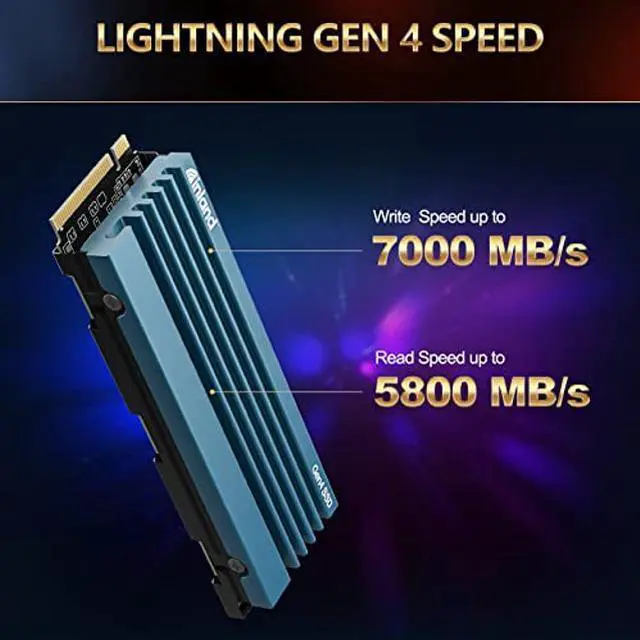 Alt view image 4 of 5 - INLAND 8TB Gaming Performance Plus NVMe Internal Gaming SSD Solid State Drive with Heatsink - Gen4 PCIe, M.2 2280, DRAM Cache, 176-Layer TLC 3D NAND Flash, Up to 7000MB/s