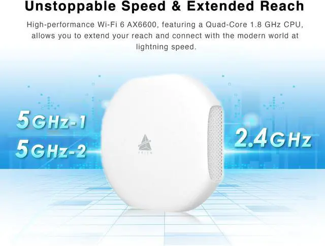 Alt view image 3 of 5 - BROWAN WiFi 6 Access point AX6600 WAP Mesh Tri-Band MU-MIMO 8 Spatial Streams 3500 Square Feet Coverage 300 Devices 2.4 GHz 5GHz PoE Powered Indoor Ceiling Mount for Home Gaming Office Prism MI10