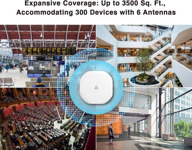Alt view image 5 of 5 - BROWAN WiFi 6 Access point AX6600 WAP Mesh Tri-Band MU-MIMO 8 Spatial Streams 3500 Square Feet Coverage 300 Devices 2.4 GHz 5GHz PoE Powered Indoor Ceiling Mount for Home Gaming Office Prism MI10