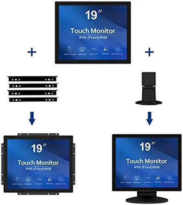 Alt view image 3 of 5 - GreenTouch 19 inch Ultra Slim Touch Open Frame Monitor, HDMI/VGA/DVI Interface, 1280 x 1024 Resolution, Industrial Touch Display