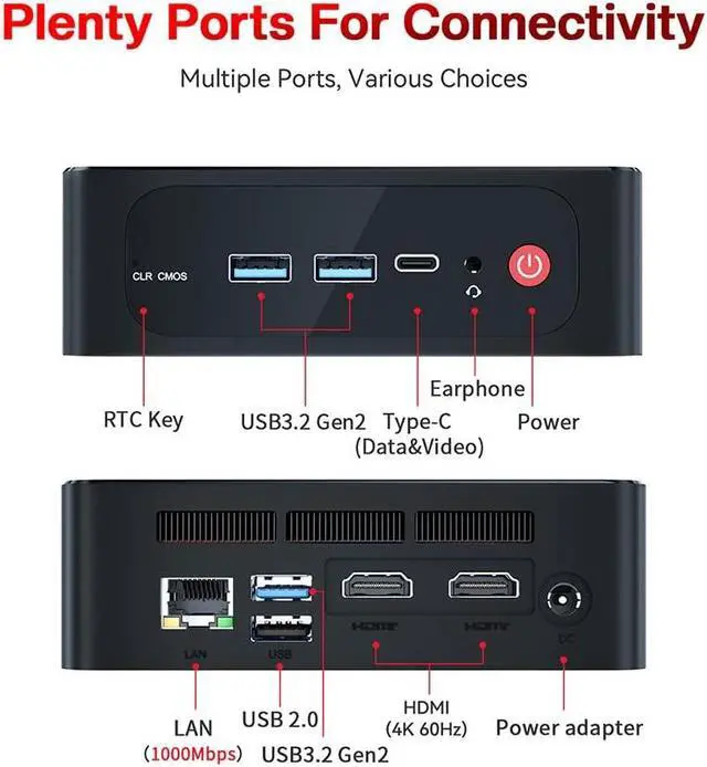 Alt view image 2 of 5 - Beelink 8-Core AMD Ryzen 7 5800H Mini PC SER5 MAX |16GB DDR4|500GB NVMe M.2 SSD|Triple Display 4K@60Hz Output,Wi-Fi 6|RJ45 |Bluetooth 5.2|W-11 Gaming Office Mini Computer