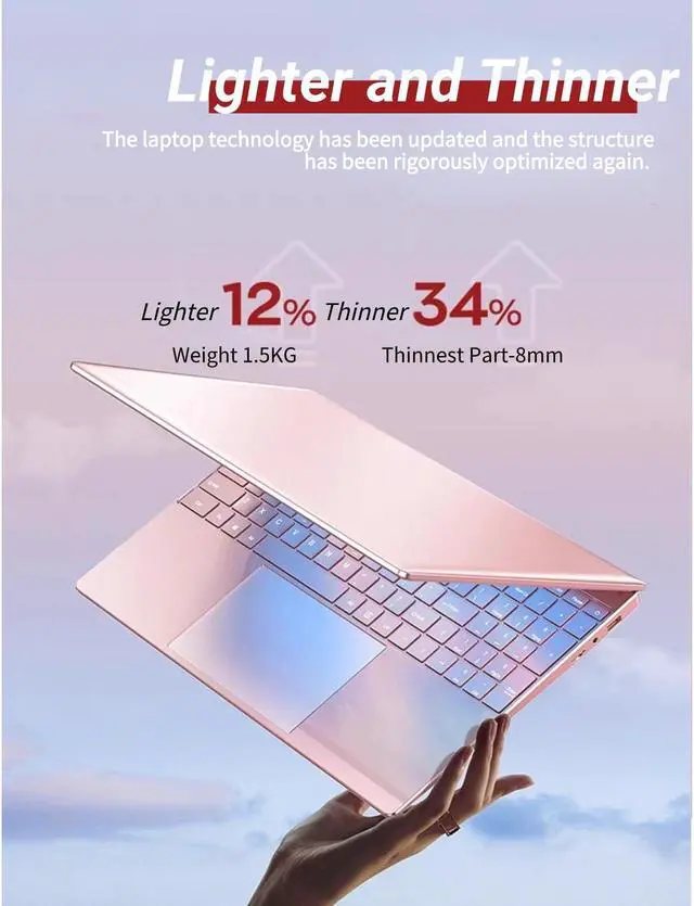 Alt view image 2 of 5 - Yoidesu 15.6in Laptop Computer, 2K HD Dispaly Thin and Light Laptop, for Intel N5095 CPU for Intel UHD Graphics for Windows 11, with Backlit Keyboard Fingerprint Numerical