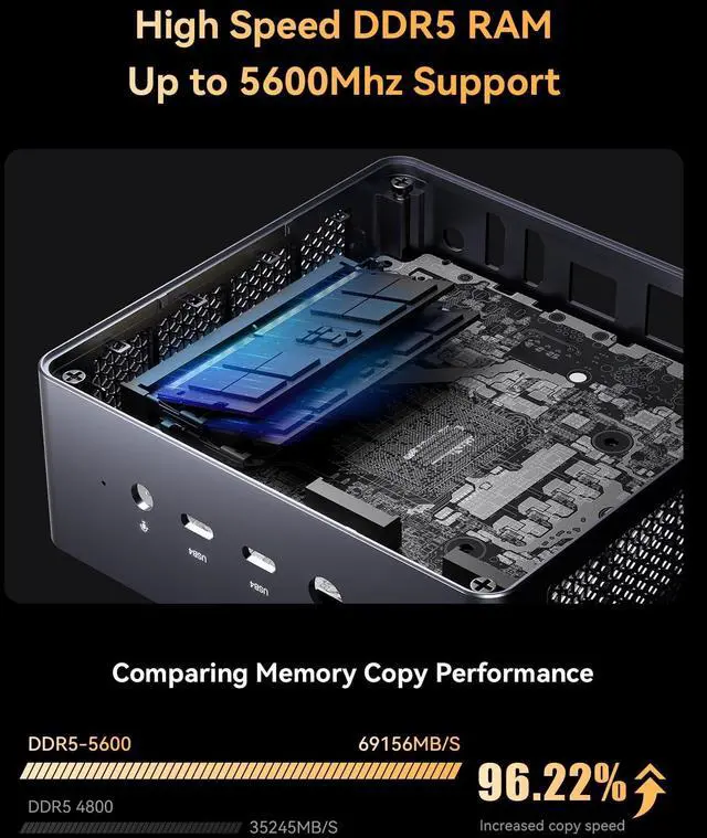 Alt view image 5 of 5 - MINISFORUM Venus UM790 Pro Mini PC AMD Ryzen 9 7940HS up to 5.2 GHz 32 GB DDR5 1 TB SSD Radeon 780M Graphics, 4X USB3.2, 2X USB4, 2X HDMI 2.1, 2X PCIe4.0, BT5.3, RJ45 2.5G