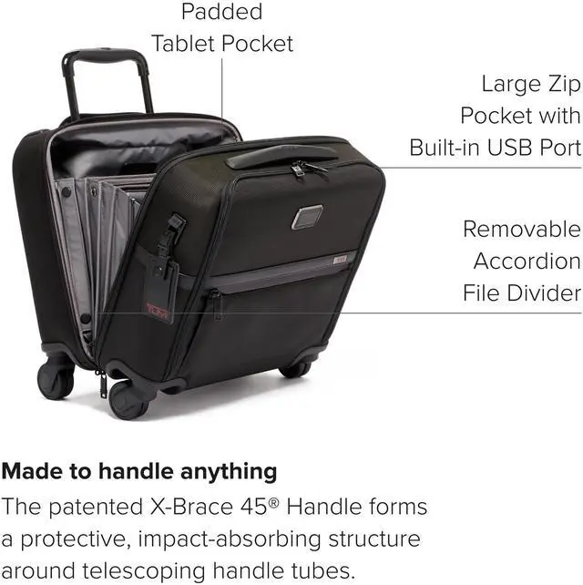 Alt view image 3 of 5 - TUMI - Alpha Compact 4 Wheeled Brief - Laptop Bag for Commuting & Travel - Rolling Briefcase & Computer Bag - Use as Carry On