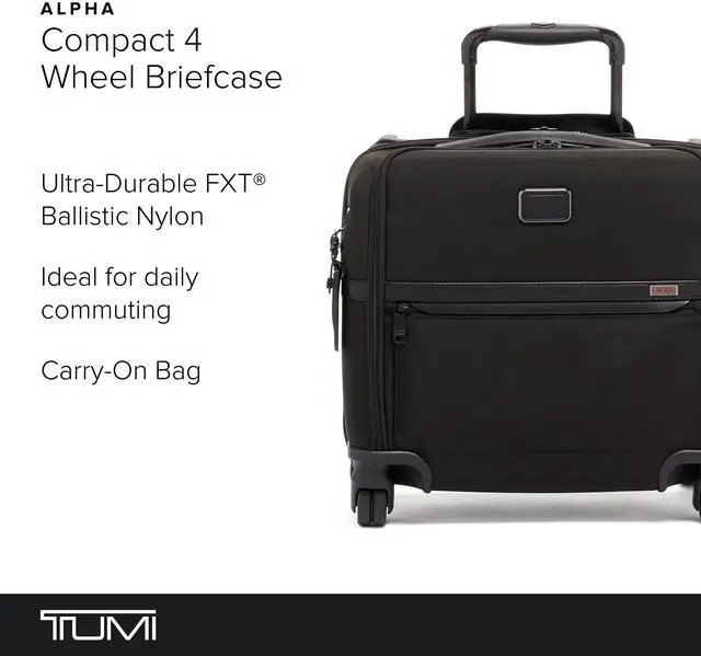 Alt view image 2 of 5 - TUMI - Alpha Compact 4 Wheeled Brief - Laptop Bag for Commuting & Travel - Rolling Briefcase & Computer Bag - Use as Carry On