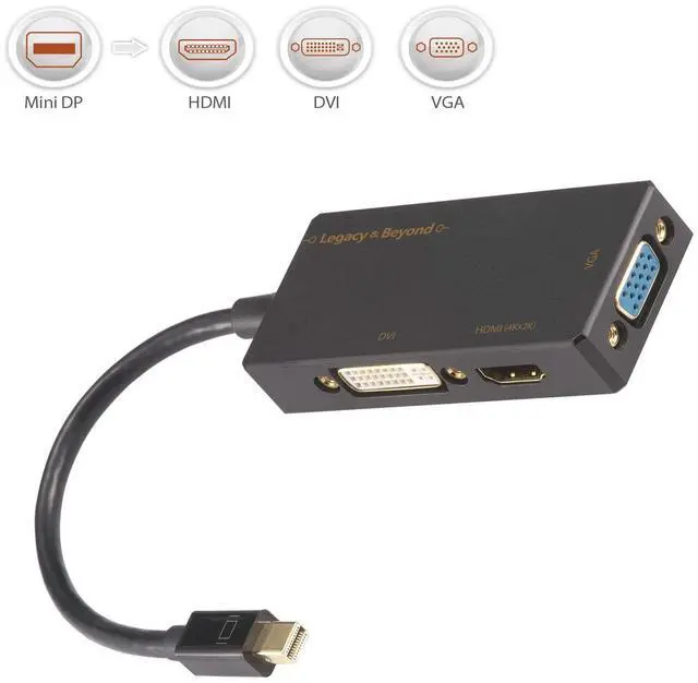 Alt view image 3 of 5 - SIIG Mini DisplayPort to VGA/DVI-D/HDMI 4K 3 in 1 Adapter Converter Thunderbolt 2 Compatible Up to 4Kx2K For MacBook iMac Surface and other Mini DP enabled Devices (LB-CD0014-S1)